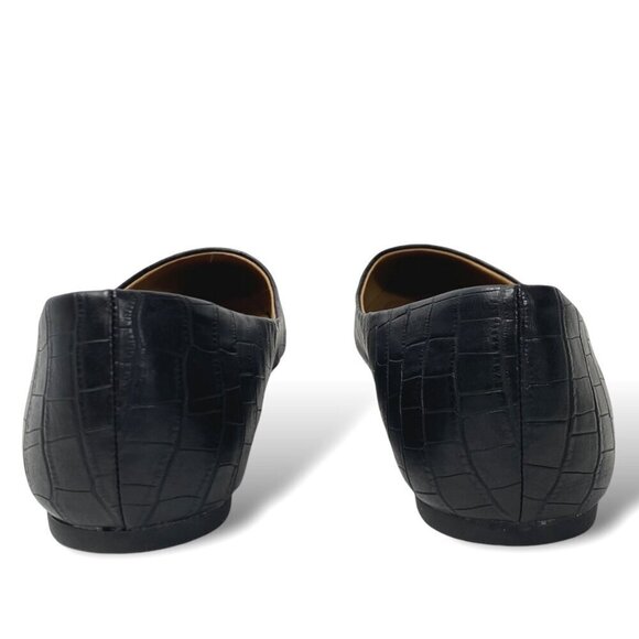 Seychelles Mia Flats Womens 10W Black Croc Embossed Faux Leather Point Toe Shoe - Picture 6 of 11